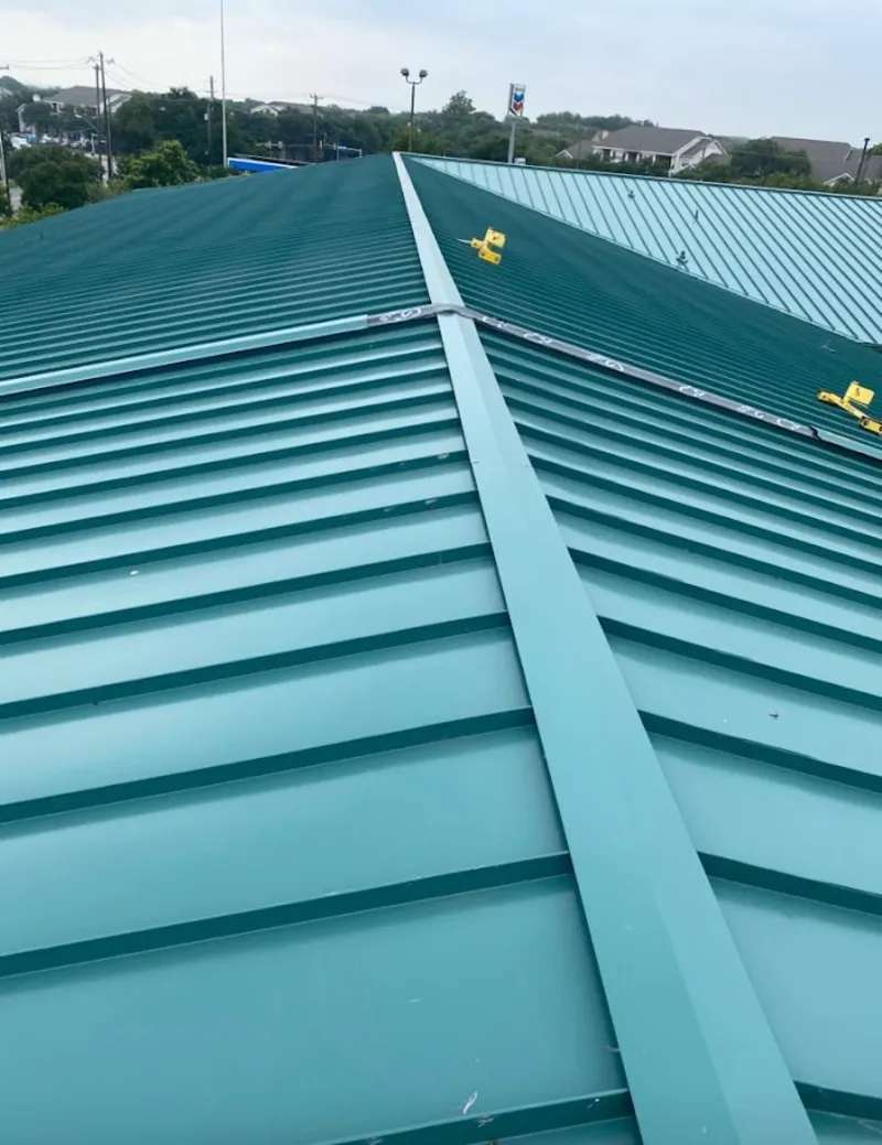 Green commercial metal roof ridge and valley for Metal Roof Repair in Corte Madera