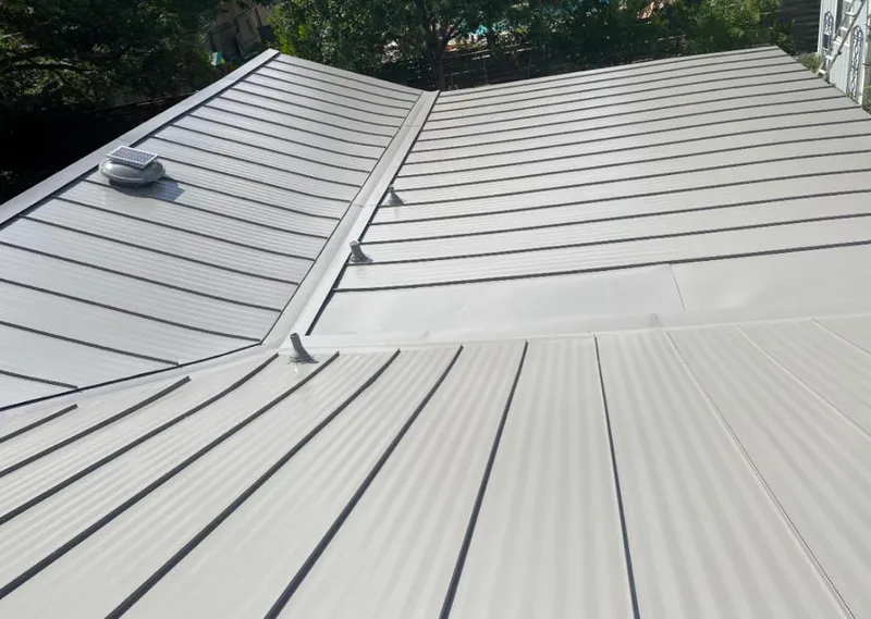 Solar attic fan installed on a metal roof for Roof Ventilation in Corte Madera